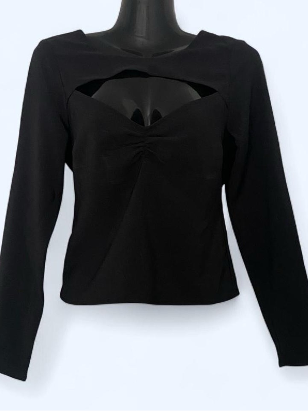 Abercrombie & Fitch Black Long-Sleeve Cutout Top Blouse
